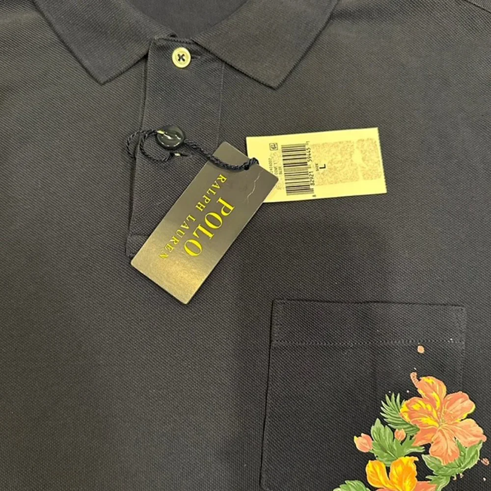 Polo Ralph Lauren Custom Slim Fit Floral Mesh Polo Shirt, Large Size, NWT - Picture 4 of 10